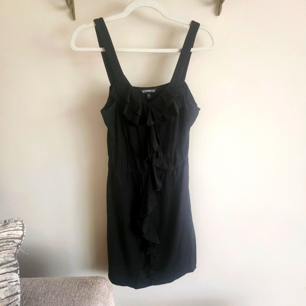 Express Black Cotton Ruffle Dress
